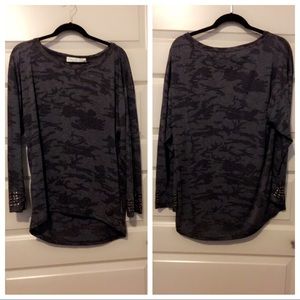 Camo Print Top w/ Studs